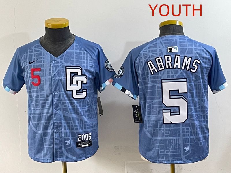 Youth 2025 Washington Nationals #5 Abrams Blue Joint Name Nike MLB Jersey style 2->youth mlb jersey->Youth Jersey